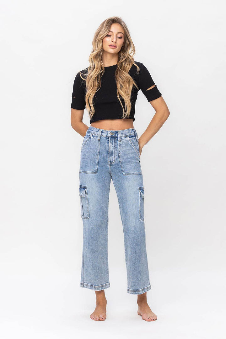 SUPER HIGH RISE CARGO DAD JEANS