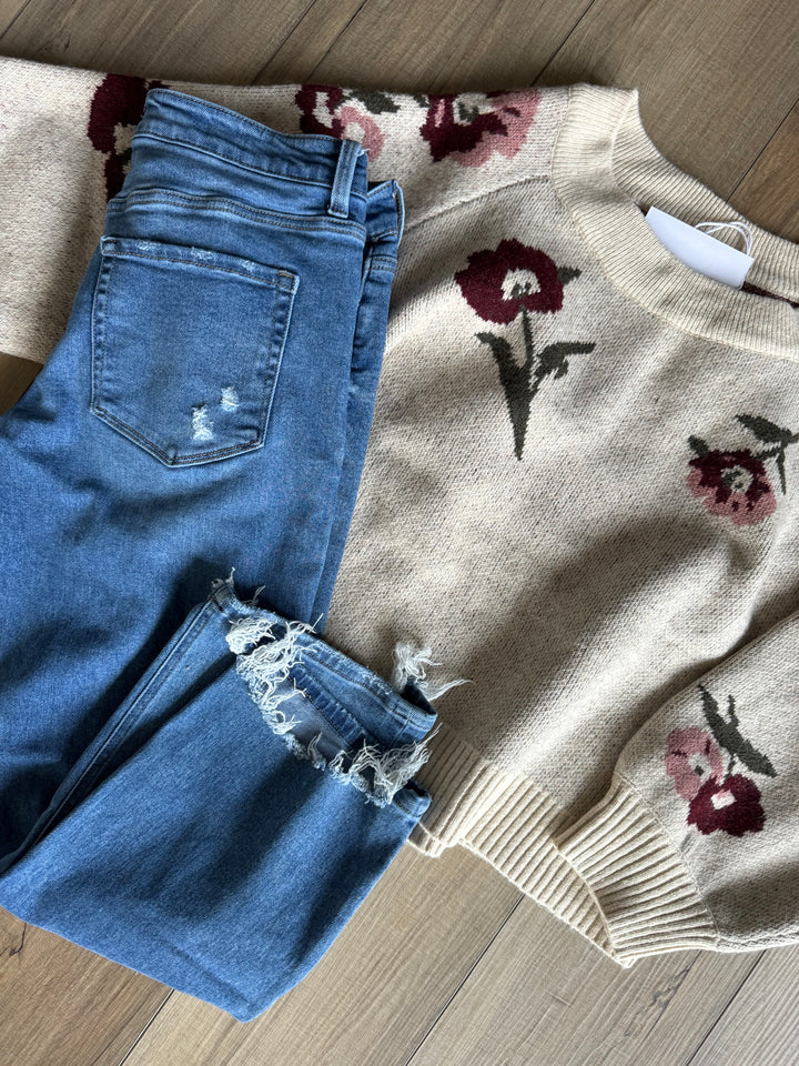 Lyla Printed Floral Sweater