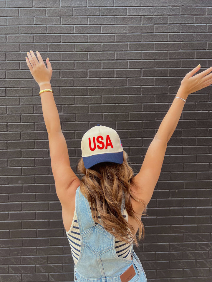 USA Vintage Trucker Hat-Blue