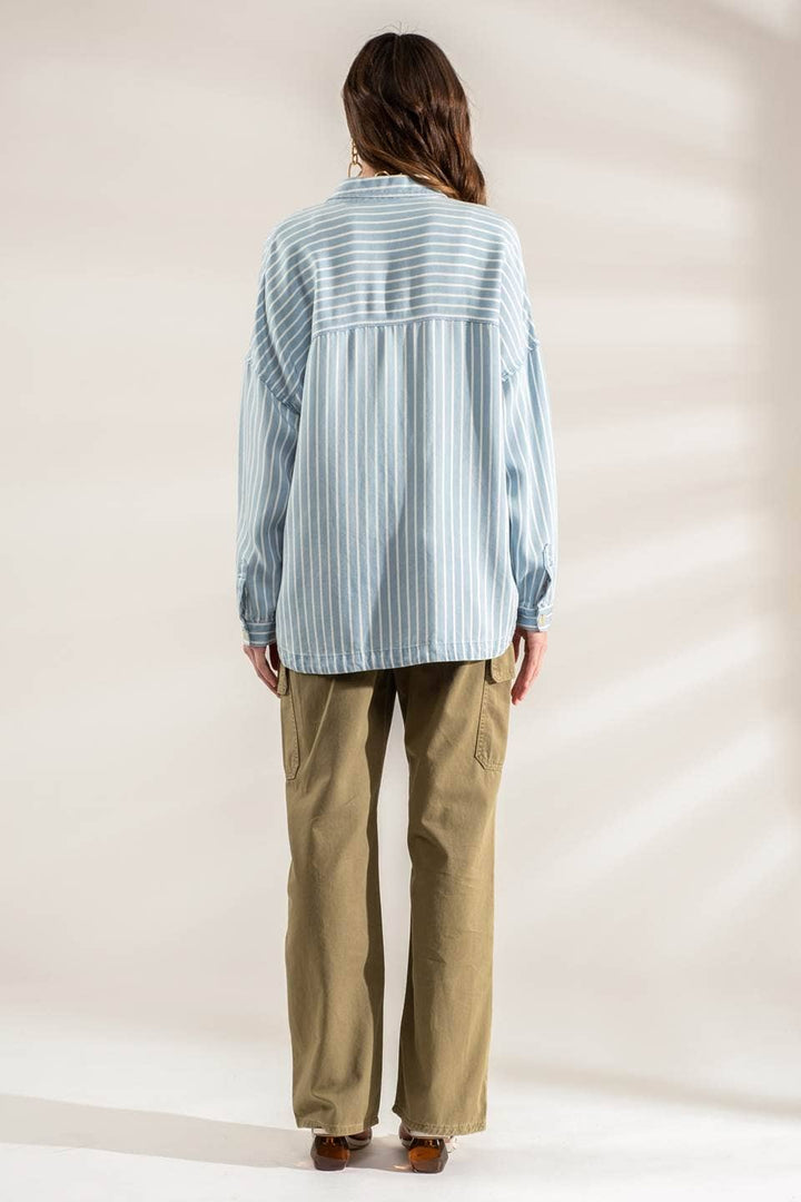 Mal Striped Button Down Shacket