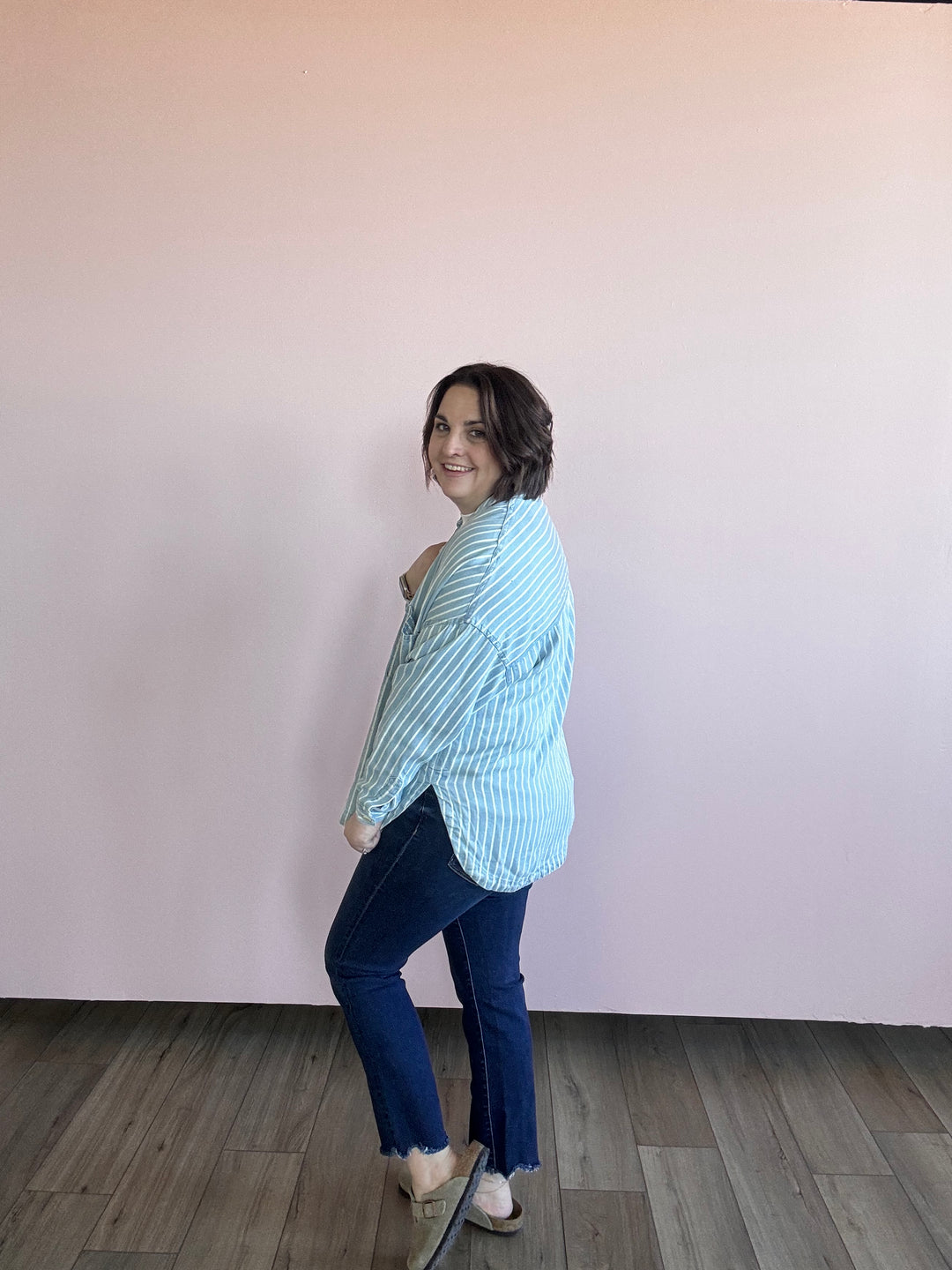 Mal Striped Button Down Shacket