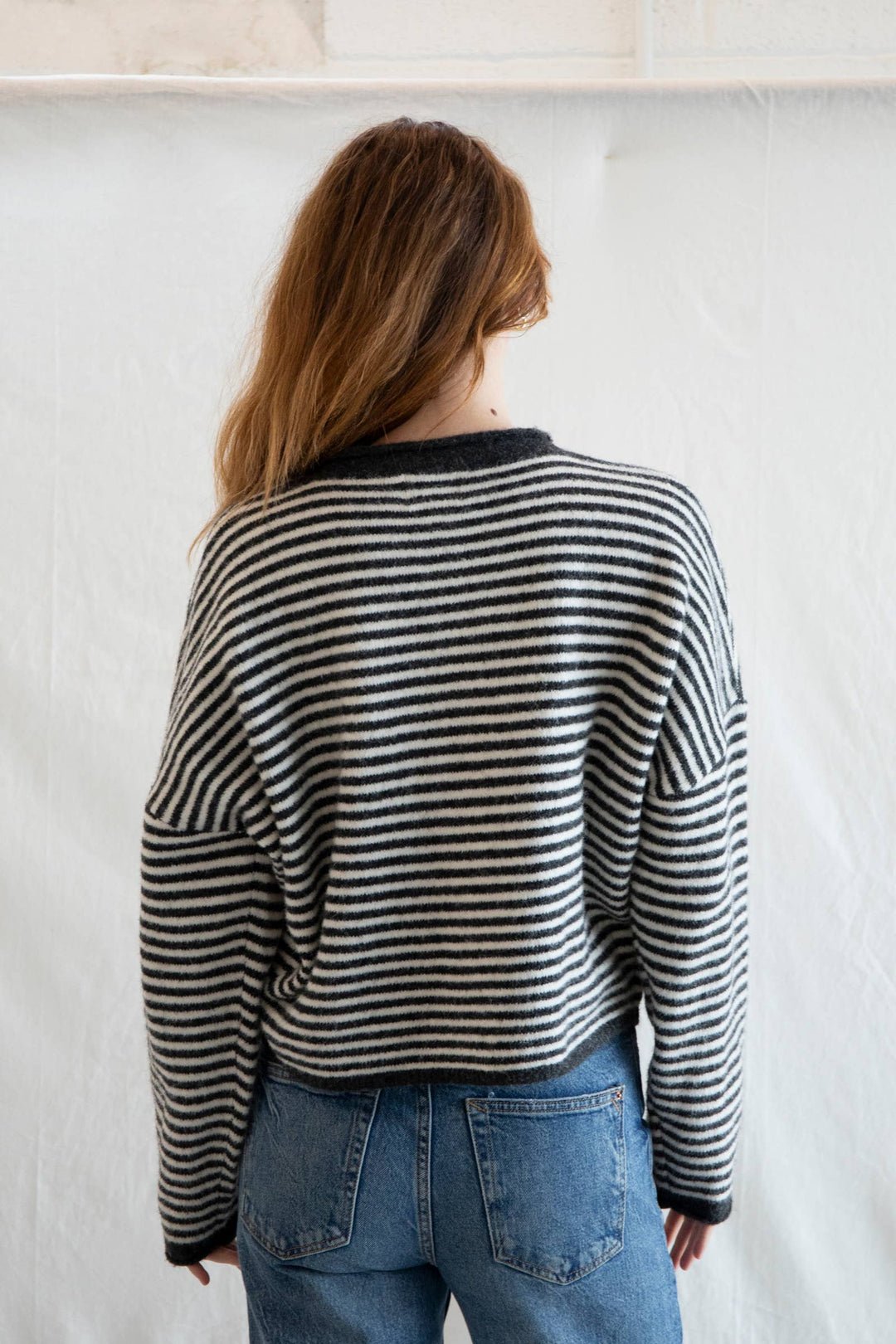 Piper Cardigan - Charcoal Striped