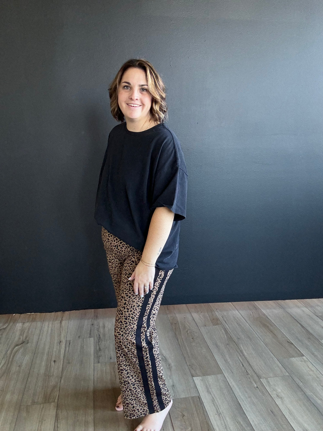 Leopard track pants