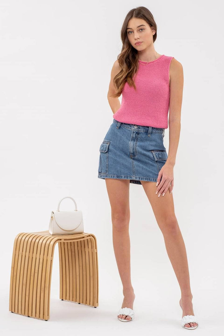 Crochet Sweater Knit Top - Ivory