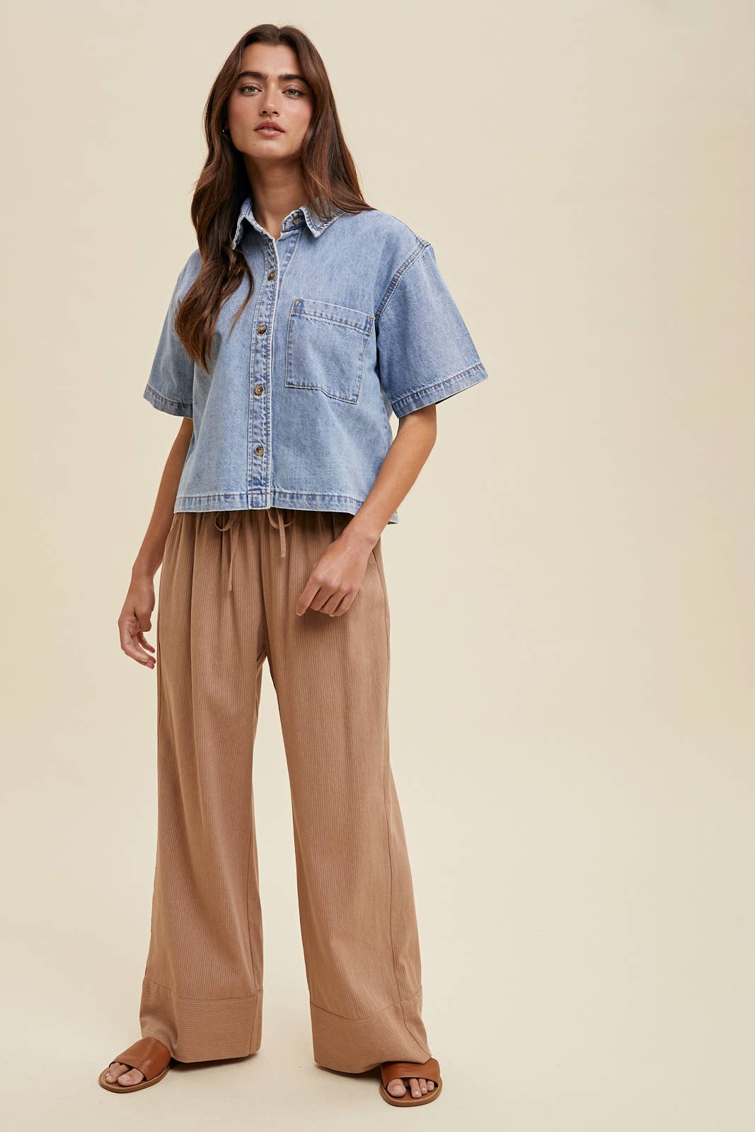 Light Callie Denim Button Top