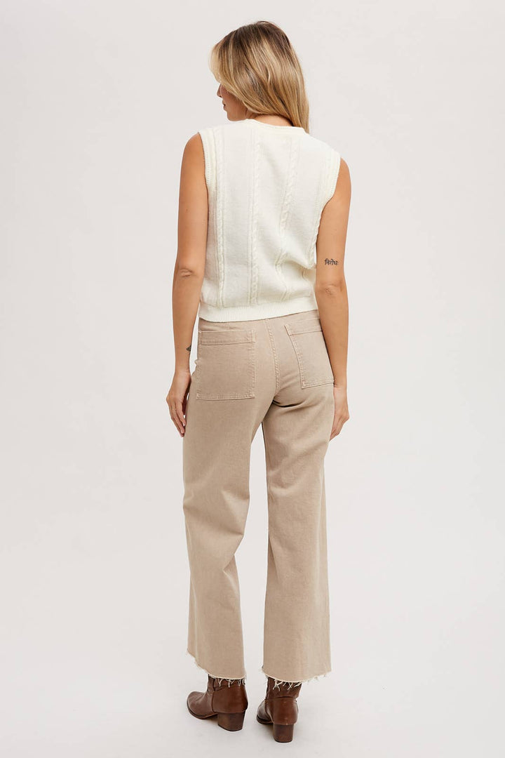 ELLE EMBROIDERED SLEEVELESS KNIT TANK