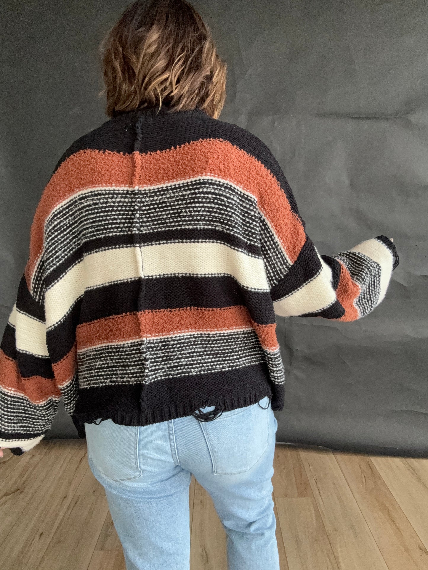 Darcy stripe pattern chenille pullover sweater