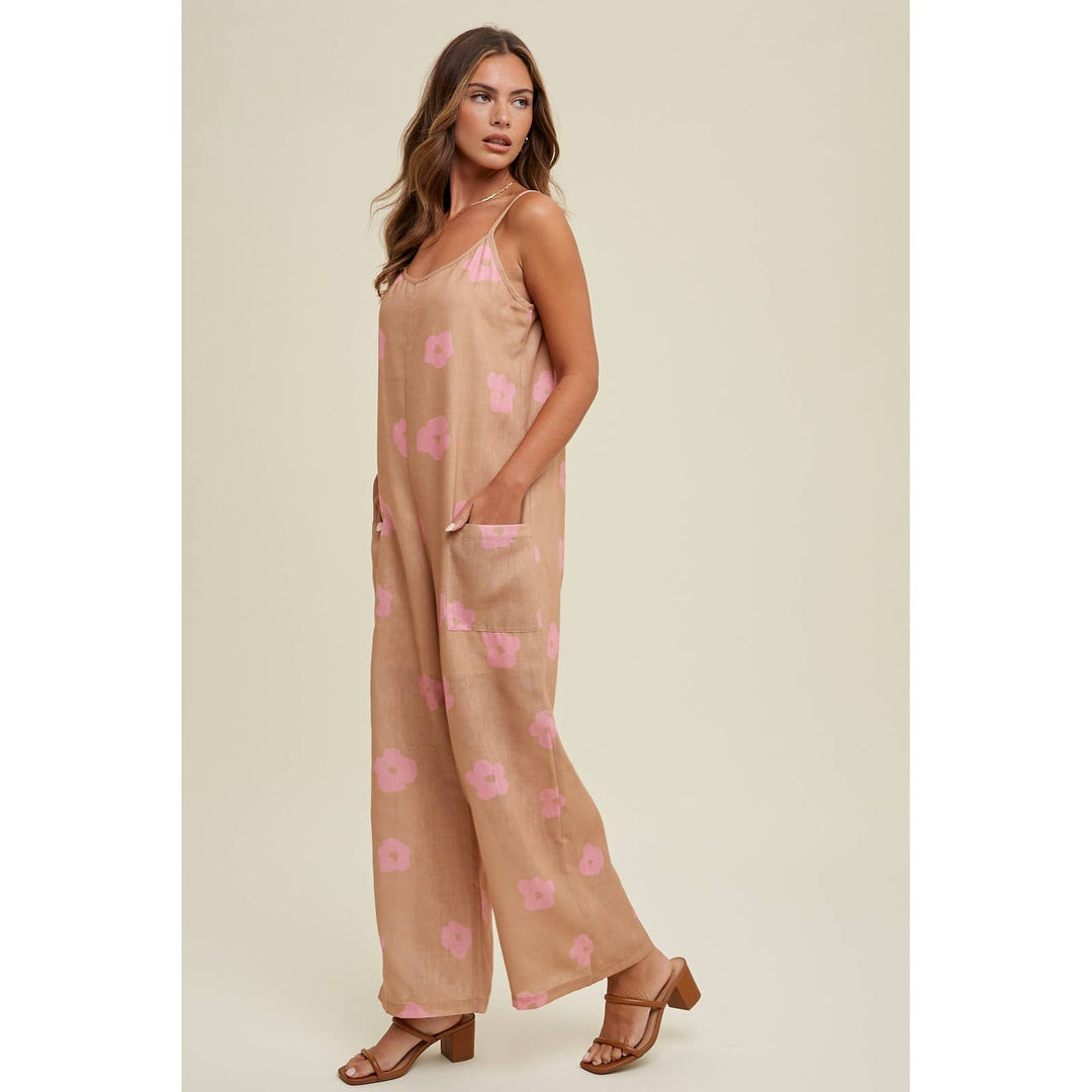 FLORAL PRINT JUMPSUIT WITH POCKETS