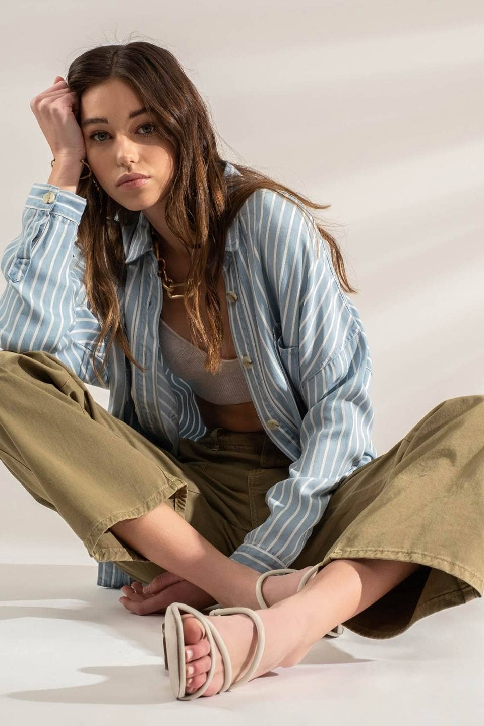 Mal Striped Button Down Shacket