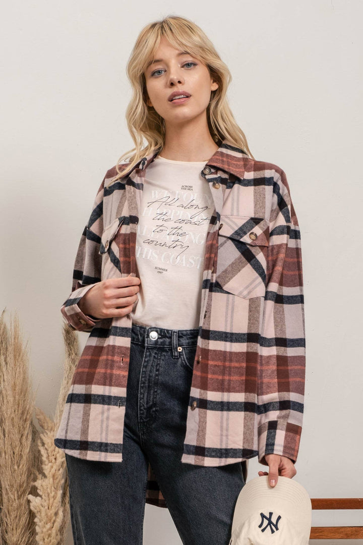 PLUS PLAID BUTTON UP LONG SLEEVE