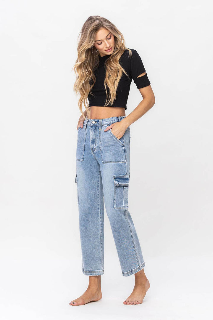 SUPER HIGH RISE CARGO DAD JEANS