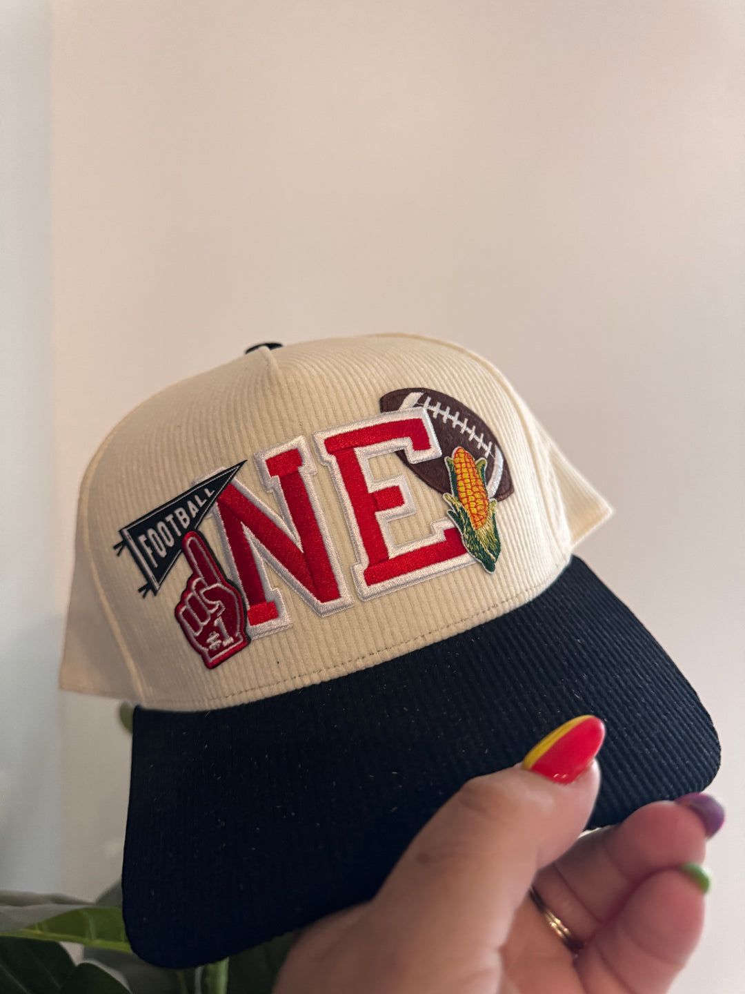 NE football patch hat