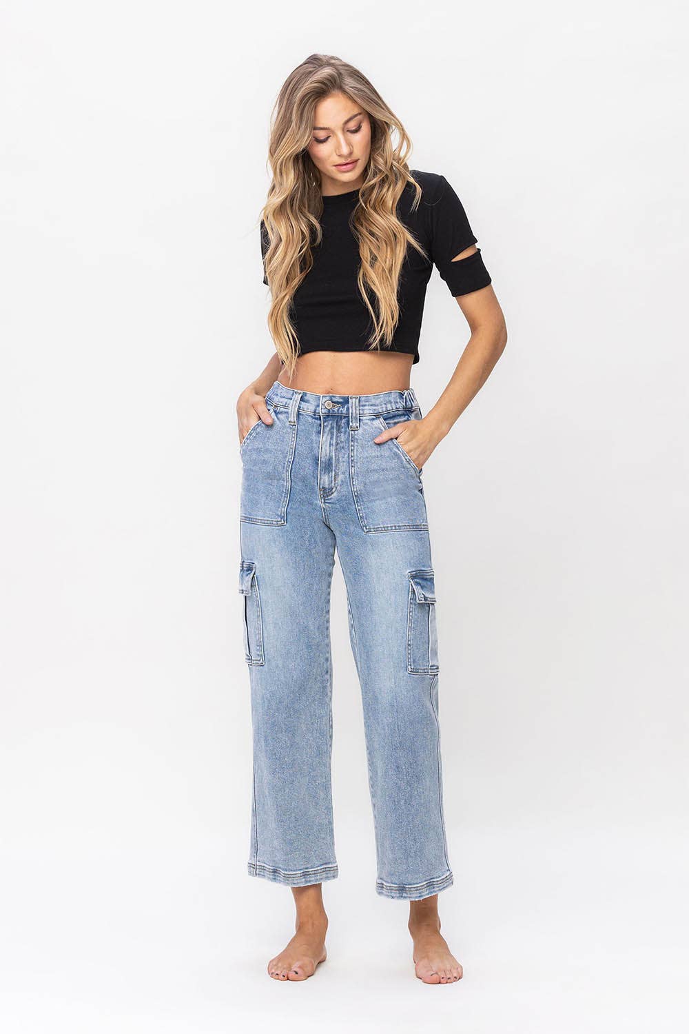 SUPER HIGH RISE CARGO DAD JEANS
