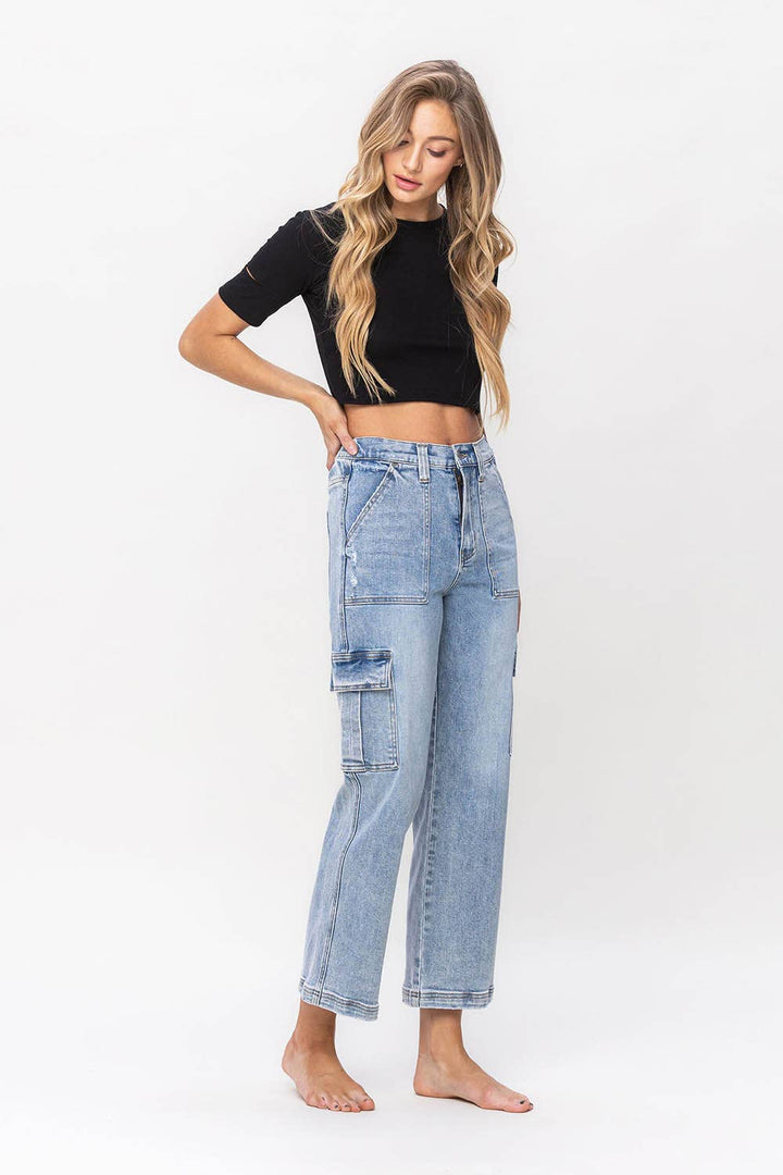 SUPER HIGH RISE CARGO DAD JEANS