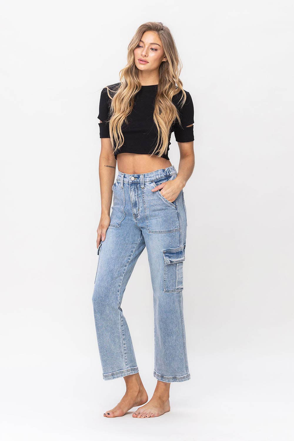 SUPER HIGH RISE CARGO DAD JEANS