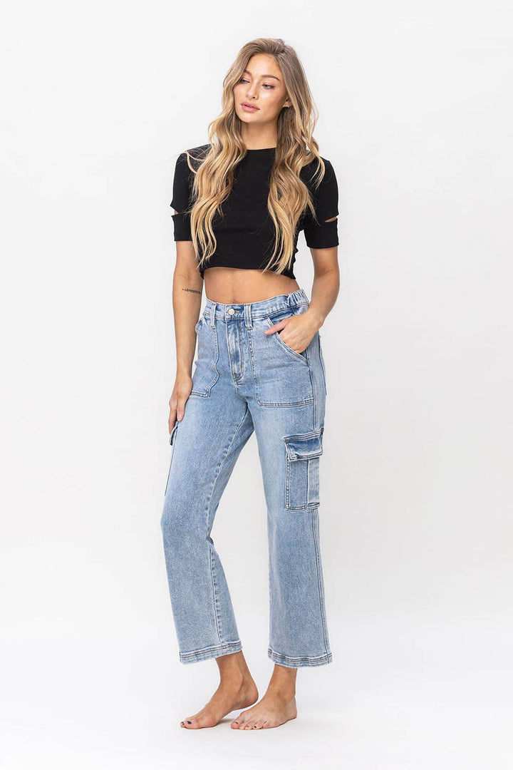 SUPER HIGH RISE CARGO DAD JEANS