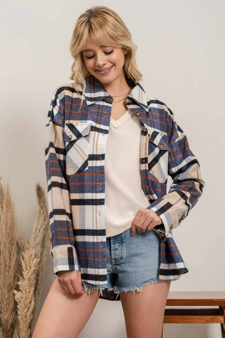 PLUS PLAID BUTTON UP LONG SLEEVE