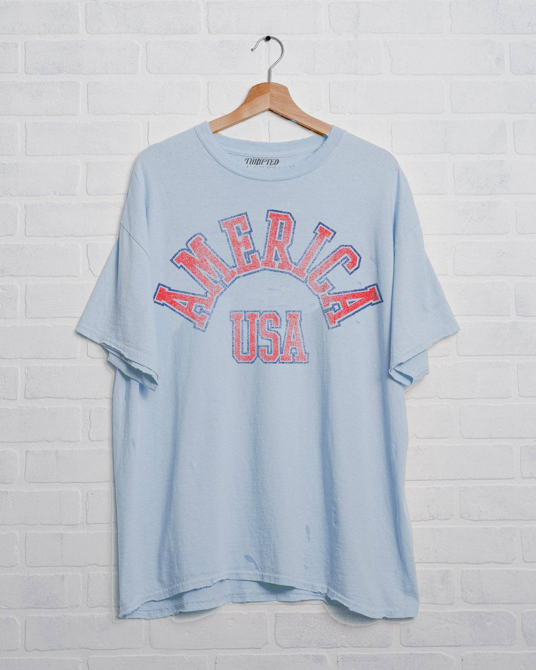 hanging 4th of July America Mega Arch Tee — vintage-inspired, 100% preshrunk cotton, distressed unisex graphic t-shirt by Onyx Native