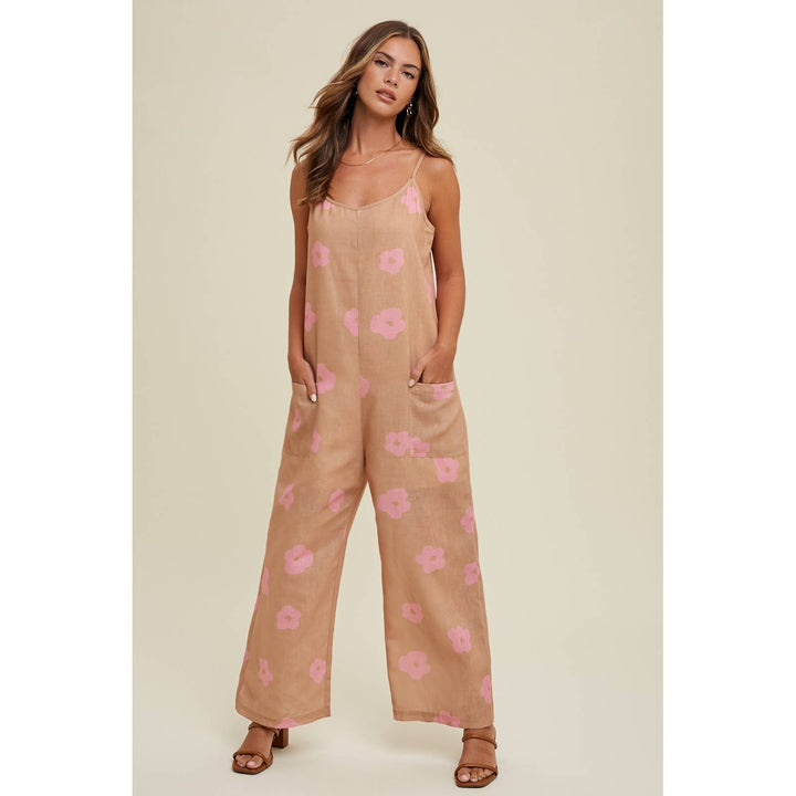 FLORAL PRINT JUMPSUIT WITH POCKETS