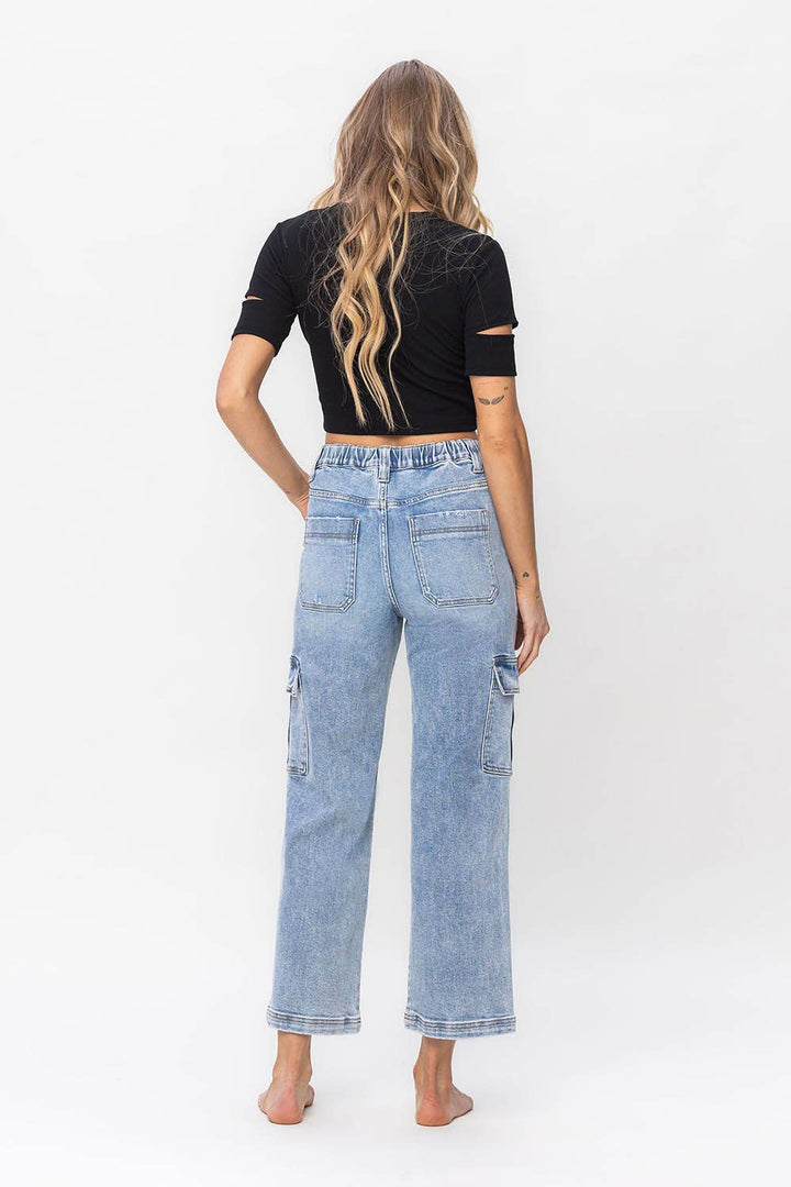 SUPER HIGH RISE CARGO DAD JEANS