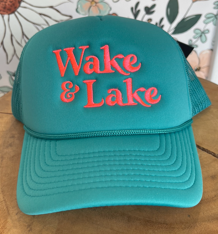 Wake & Lake Foam Trucker Hat — adjustable snapback summer hat, lightweight foam design, made in a women-owned shop by Onyx Native