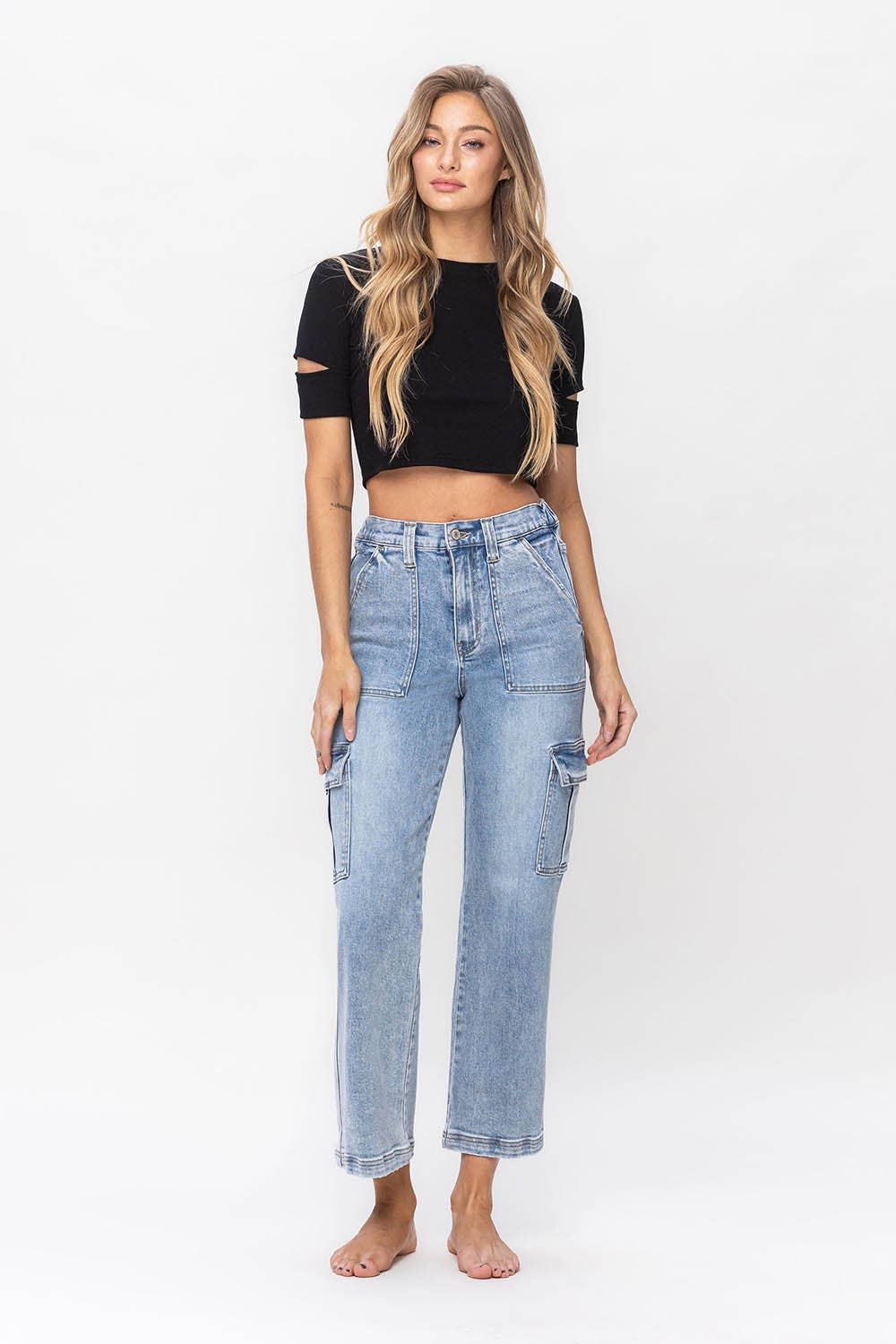 SUPER HIGH RISE CARGO DAD JEANS