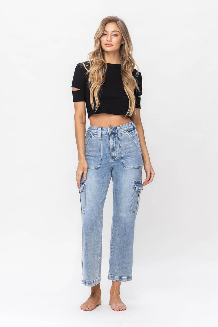 SUPER HIGH RISE CARGO DAD JEANS