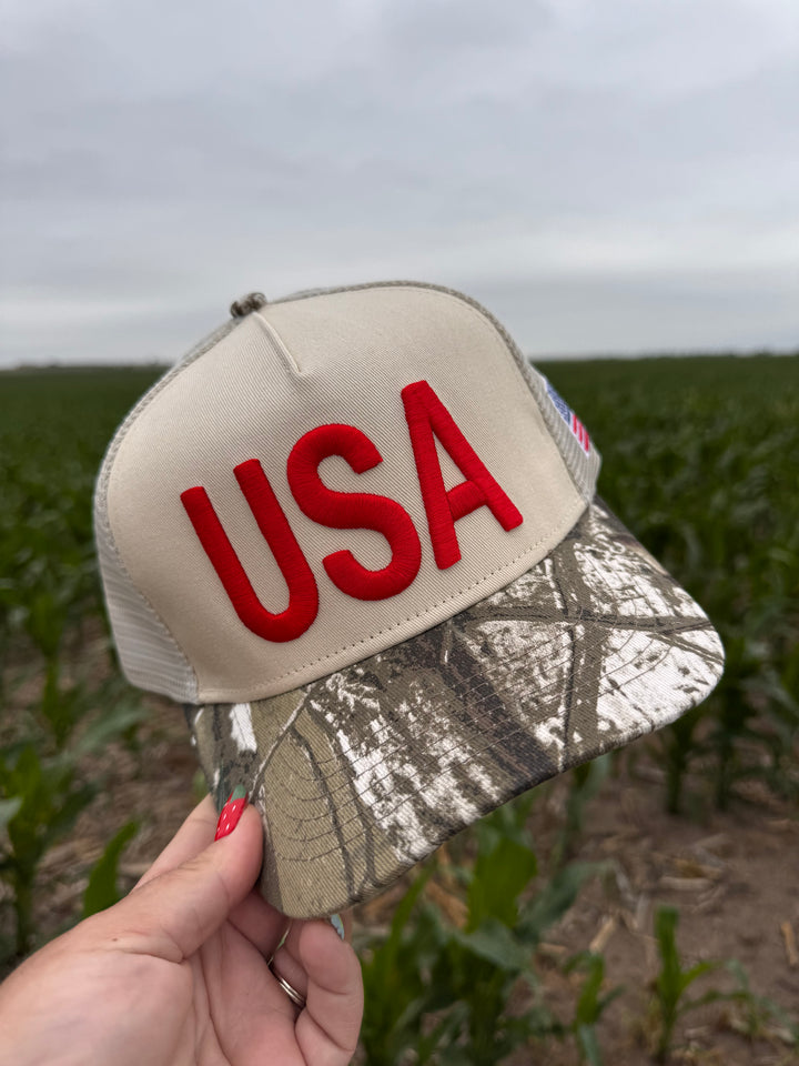 USA Vintage Trucker Hat-Camo
