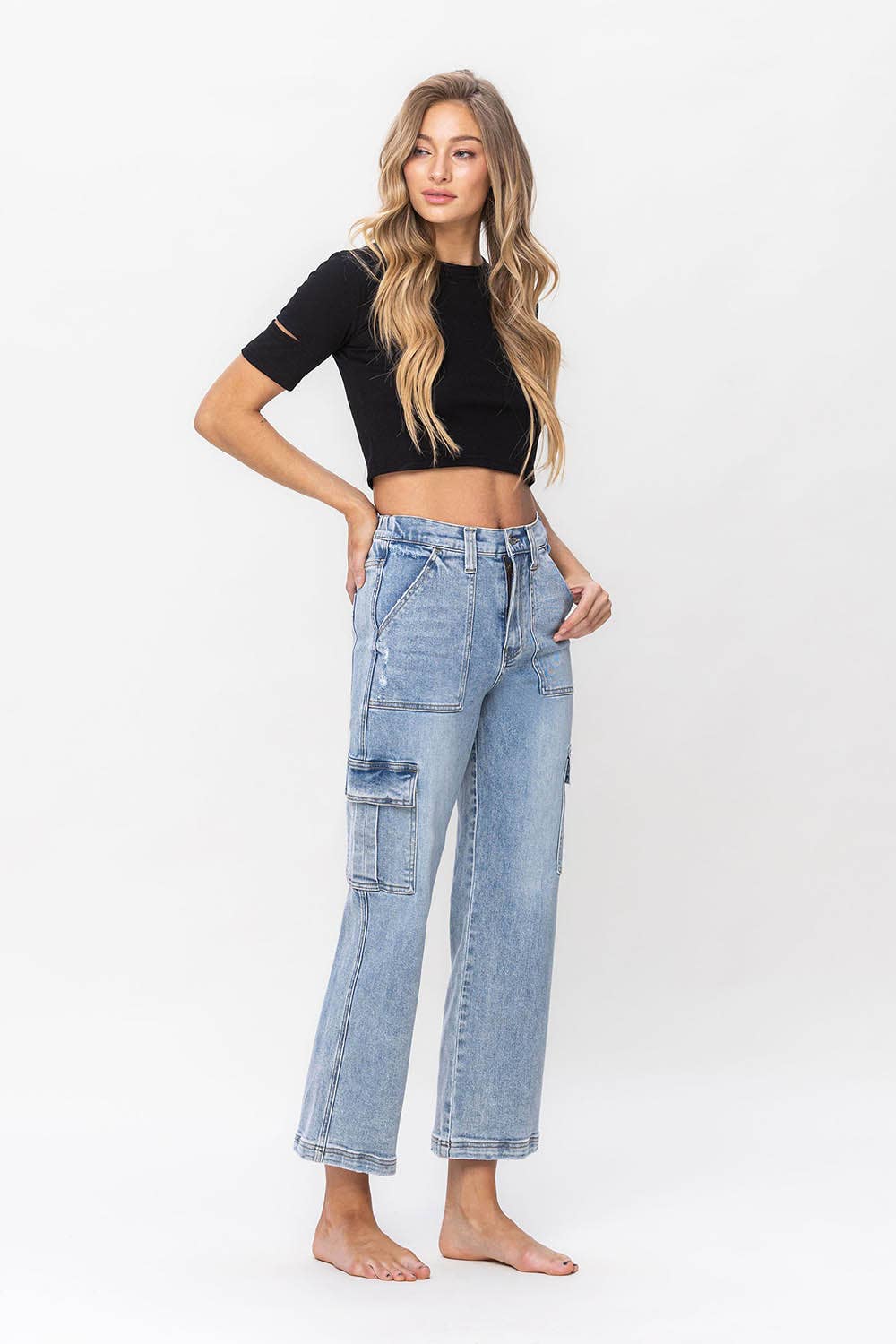 SUPER HIGH RISE CARGO DAD JEANS