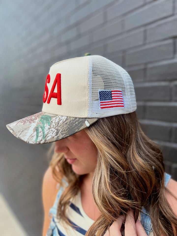 USA Vintage Trucker Hat-Camo