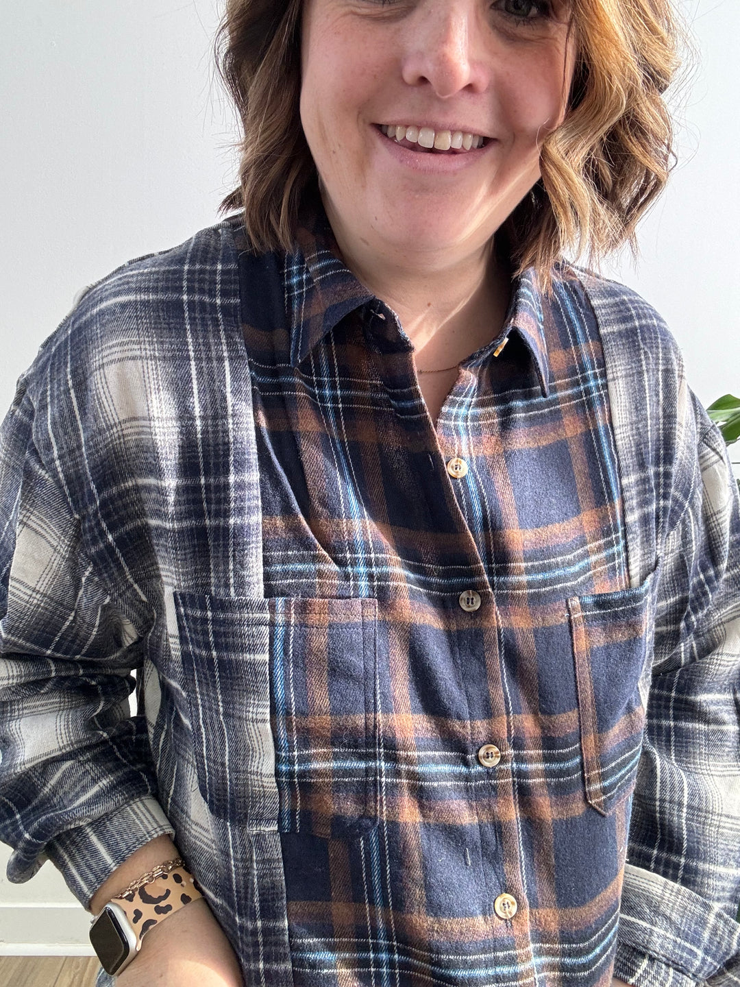 Plaid Patchwork Button Down