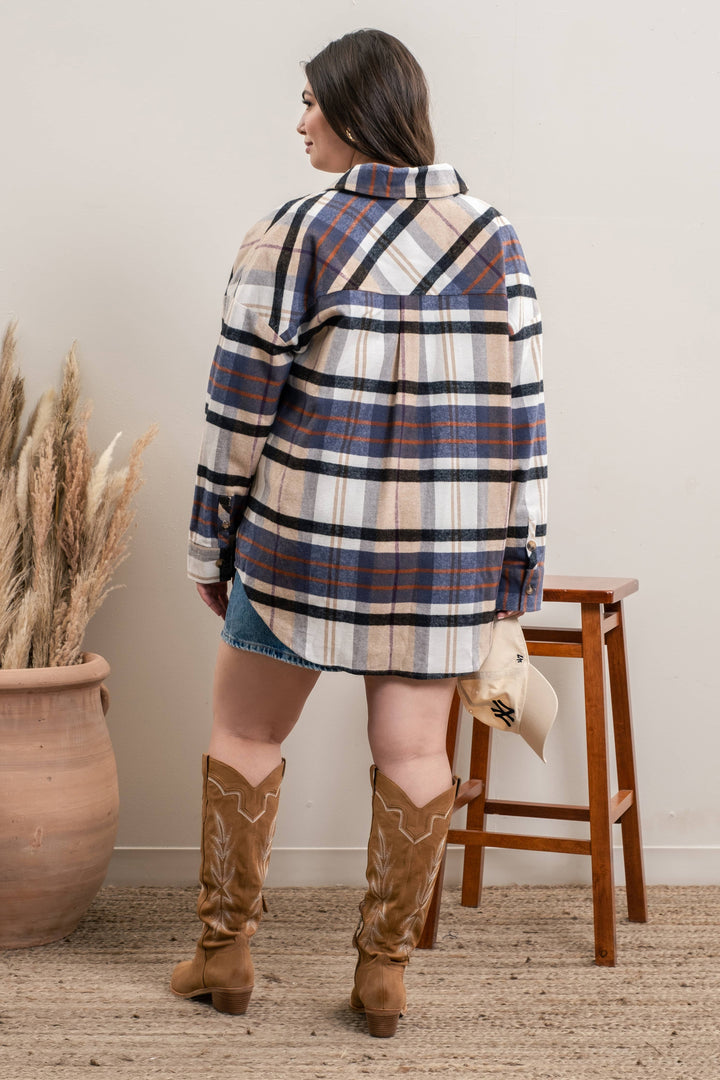PLUS PLAID BUTTON UP LONG SLEEVE