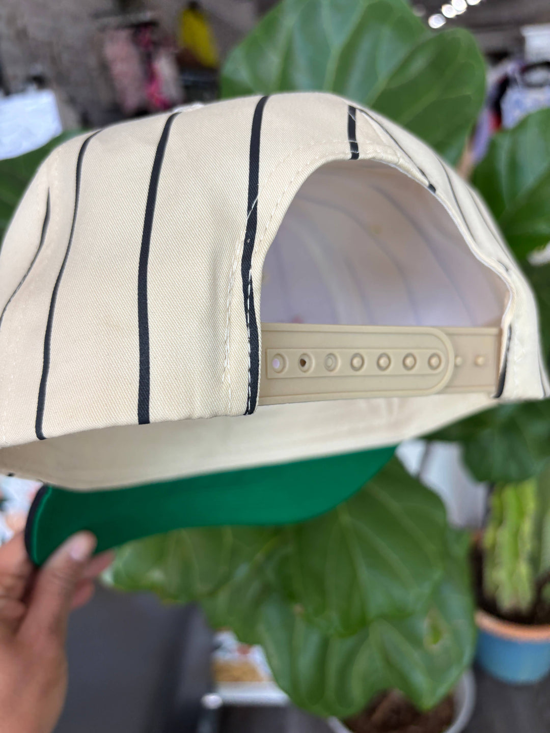 back view Nebraska Pin Stripe Baseball Cap — embroidered adjustable trucker hat with classic pin stripe design, perfect for casual fans by Onyx Native