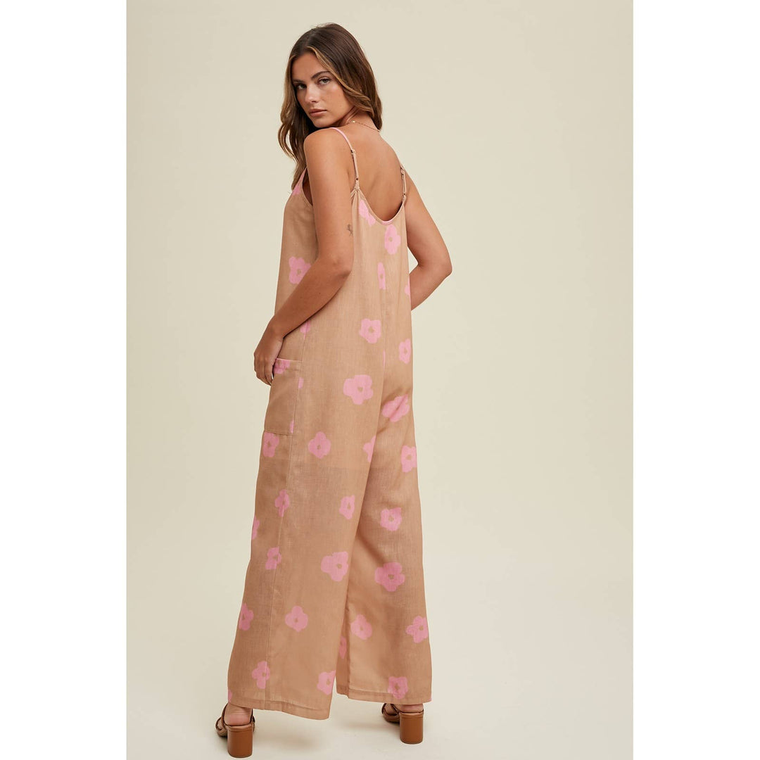 FLORAL PRINT JUMPSUIT WITH POCKETS