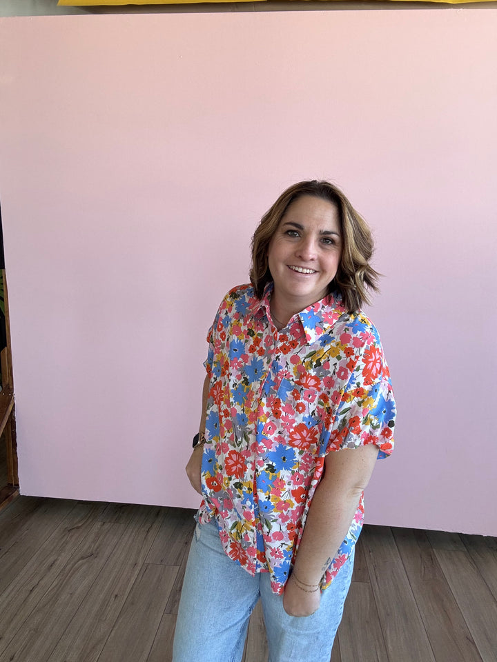 Floral Printed Puff Sleeves Blouse