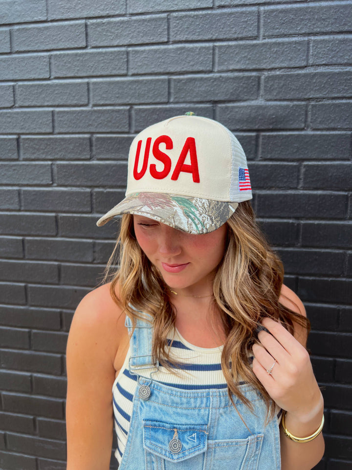 USA Vintage Trucker Hat-Camo