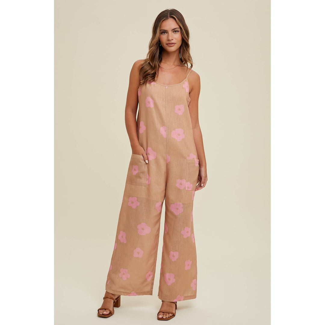 FLORAL PRINT JUMPSUIT WITH POCKETS