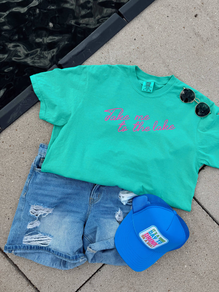 On Lake Time Tee — 100% cotton unisex t-shirt with front and back lake season graphics, casual relaxed fit by Onyx Native