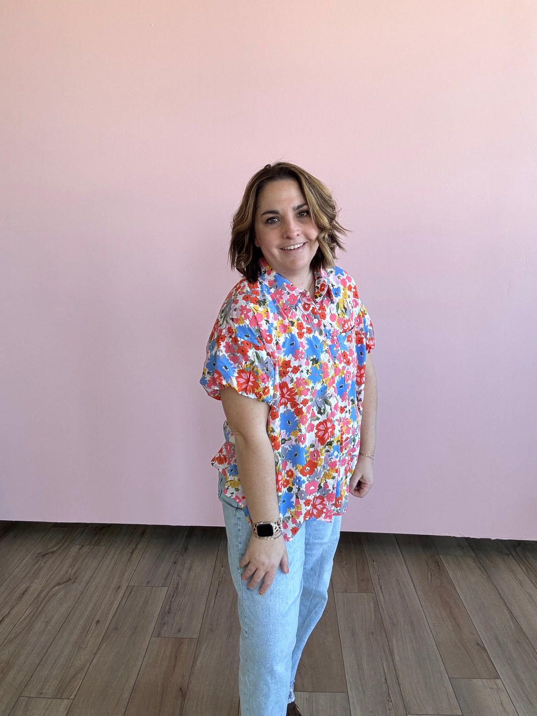 Floral Printed Puff Sleeves Blouse