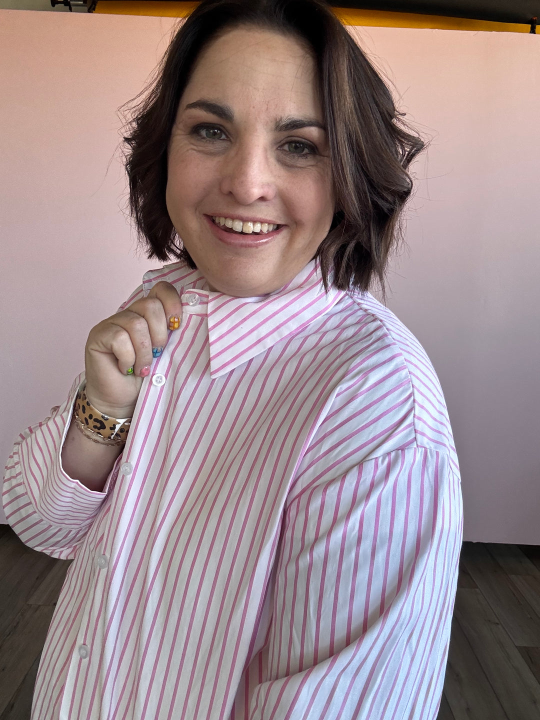 Pink Open Air striped shirt