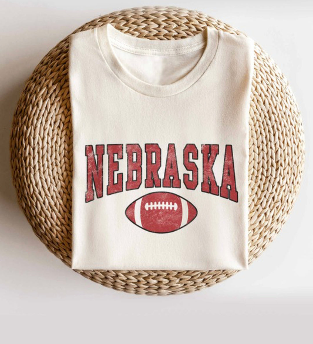 Nebraska football tee, perfect for football season and tailgating. True to size fit, ideal for layering with a shacket.
