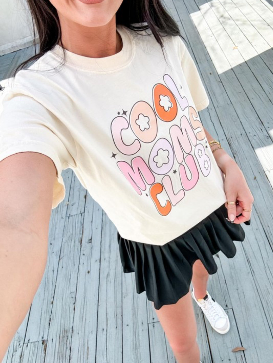 Cool Mom Club Floral Tee — playful floral graphic on Comfort Colors® cotton, fun casual mom life tee by Onyx Native