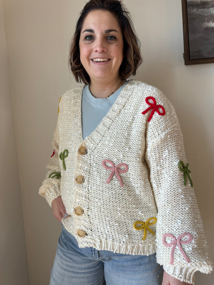 Ribbon Button Down Cardigan