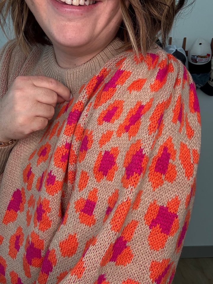 Leopard puff sweater