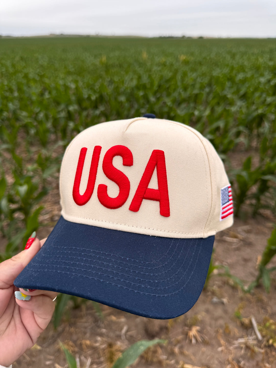 USA Vintage Trucker Hat-Blue