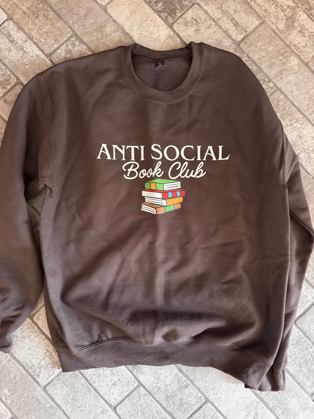 Anti Social Book Club Crew — quirky, cozy sweatshirt for readers and book lovers with a fun, humorous graphic by Onyx Native