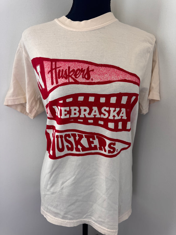 Nebraska Huskers Pennant Tee — soft-washed Comfort Colors® cotton, officially licensed game day t-shirt by Onyx Native