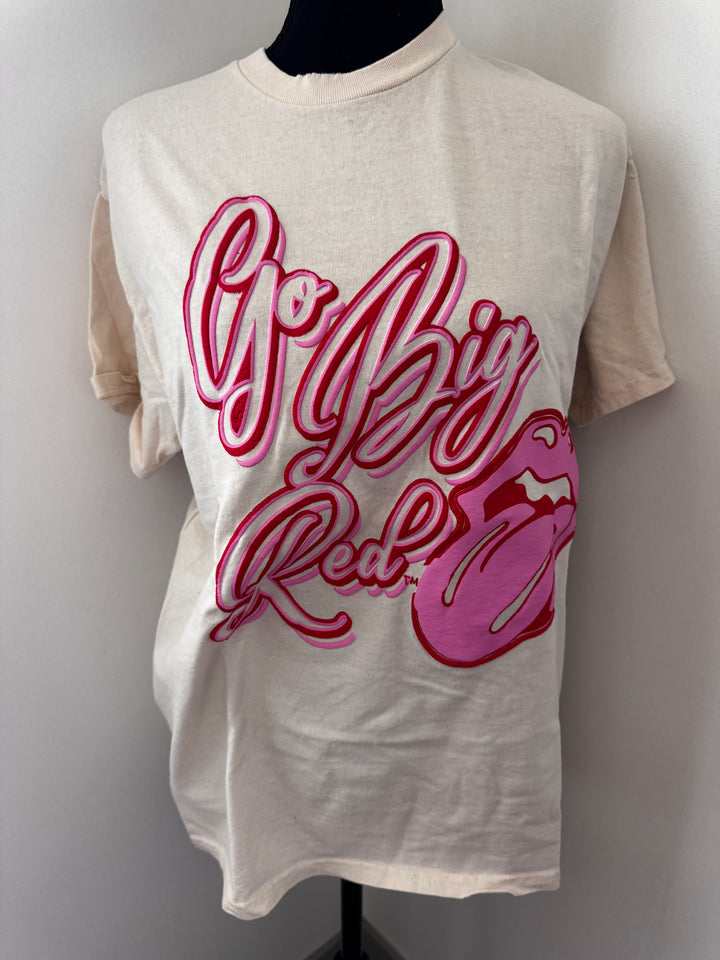 Rolling Stones Go Big Red Tee — vintage-inspired, 100% preshrunk cotton, distressed Nebraska Huskers game day t-shirt by Onyx Native