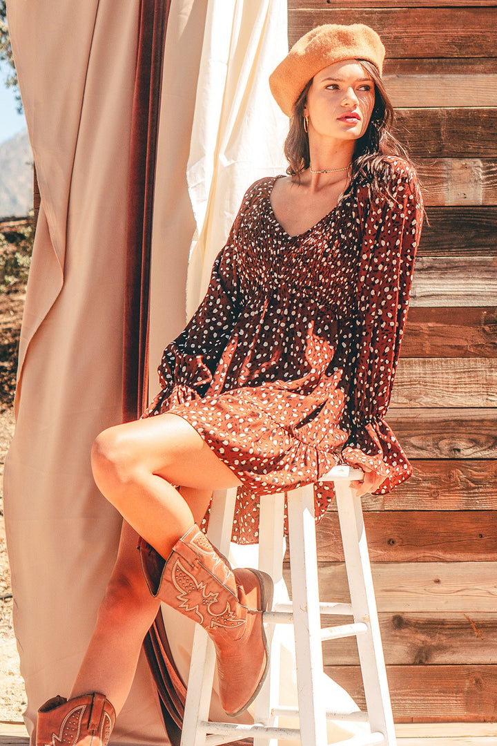 Leopard Smocked Mini Dress