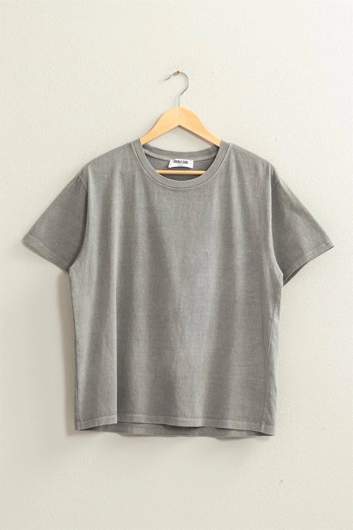 zoomed out view of Rita Short Sleeve Tee with a crew neckline and short sleeves, featuring a relaxed fit. Made from 100% cotton for comfort.